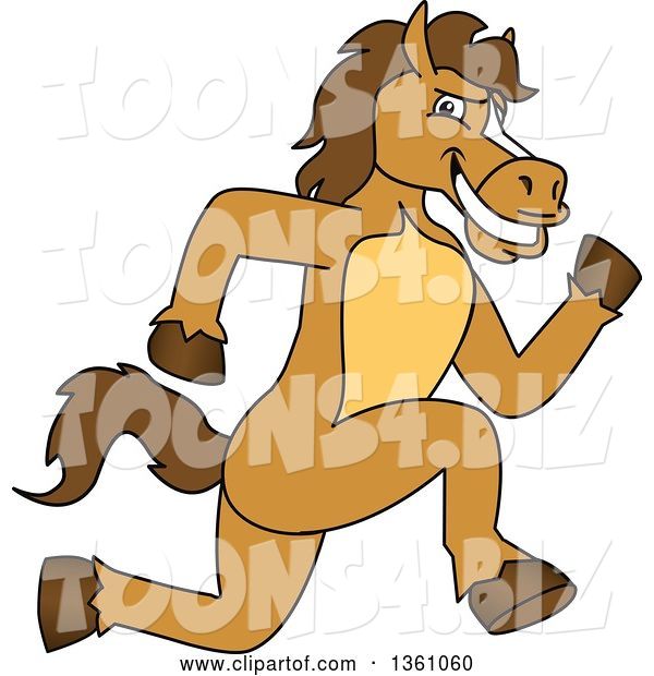 Vector Illustration of a Cartoon Stallion School Mascot Sprinting