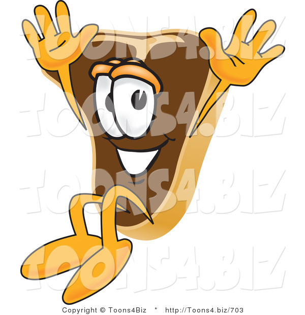 Vector Illustration of a Cartoon Steak Mascot Jumping