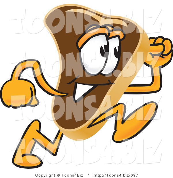 Vector Illustration of a Cartoon Steak Mascot Running