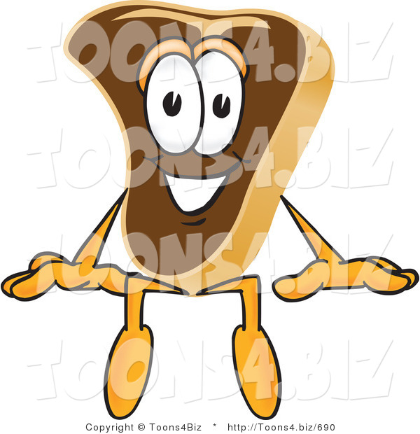 Vector Illustration of a Cartoon Steak Mascot Sitting