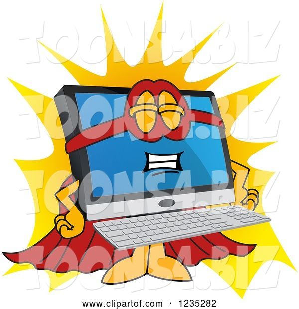 Vector Illustration of a Cartoon Super Hero PC Computer Mascot