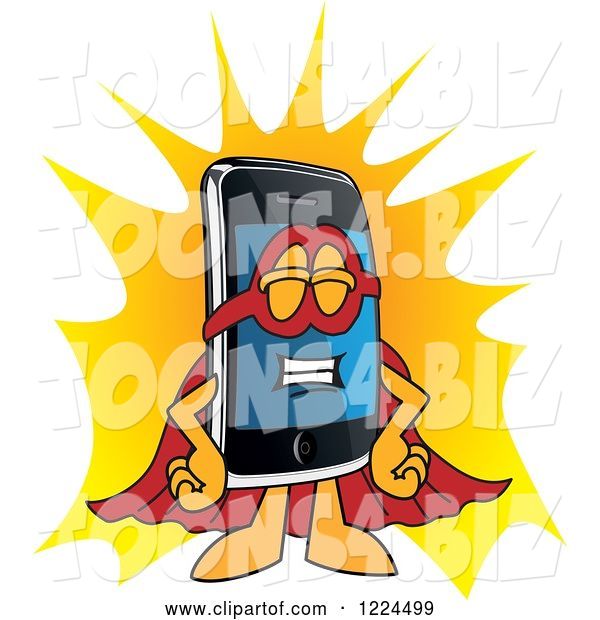 Vector Illustration of a Cartoon Super Smart Phone Mascot