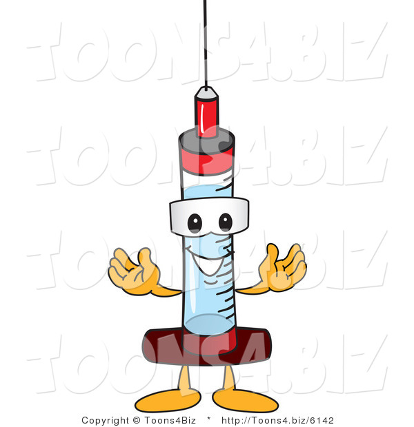 Vector Illustration of a Cartoon Syringe Mascot
