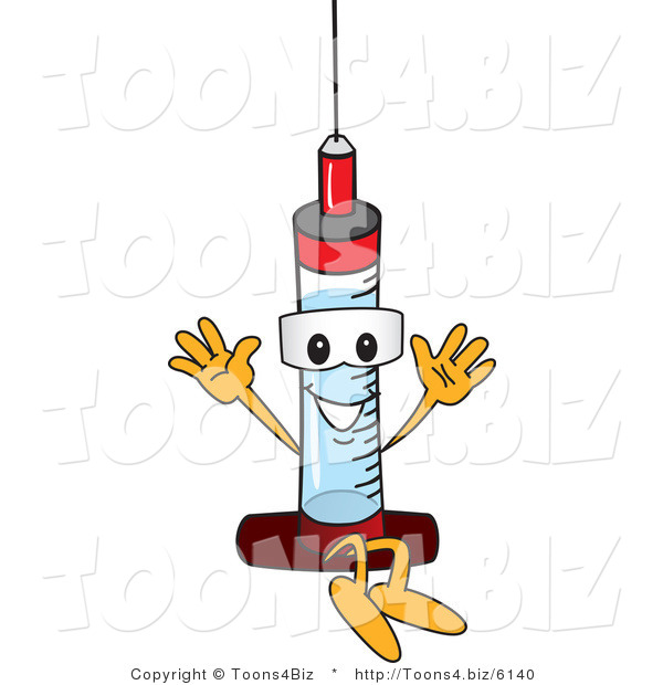 Vector Illustration of a Cartoon Syringe Mascot Jumping