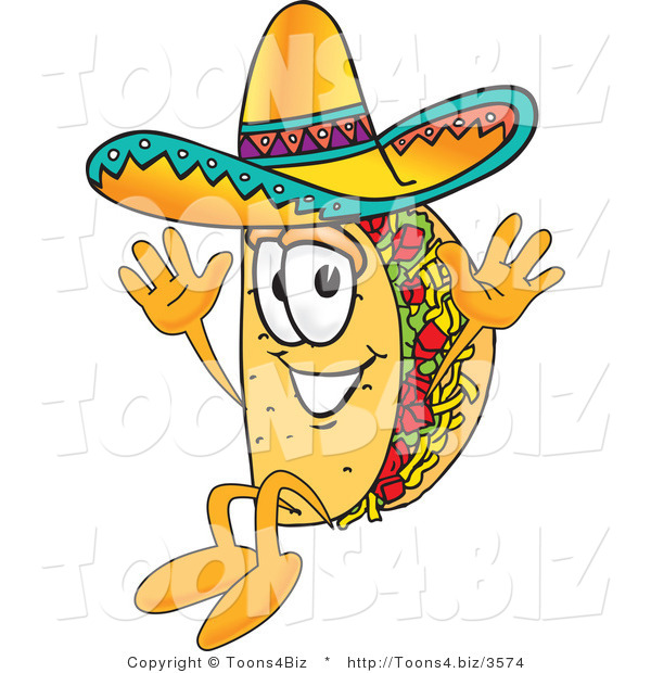 Vector Illustration of a Cartoon Taco Mascot Jumping