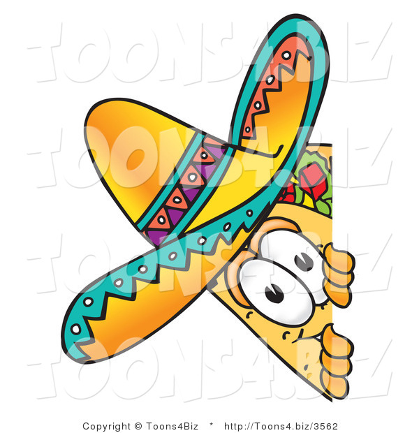 Vector Illustration of a Cartoon Taco Mascot Peeking Around a Corner