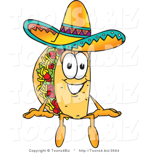Vector Illustration of a Cartoon Taco Mascot Sitting