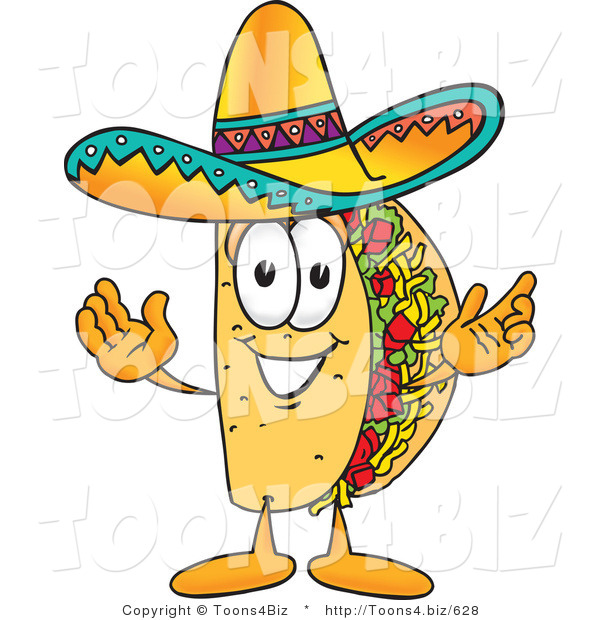 Vector Illustration of a Cartoon Taco Mascot with Welcoming Open Arms