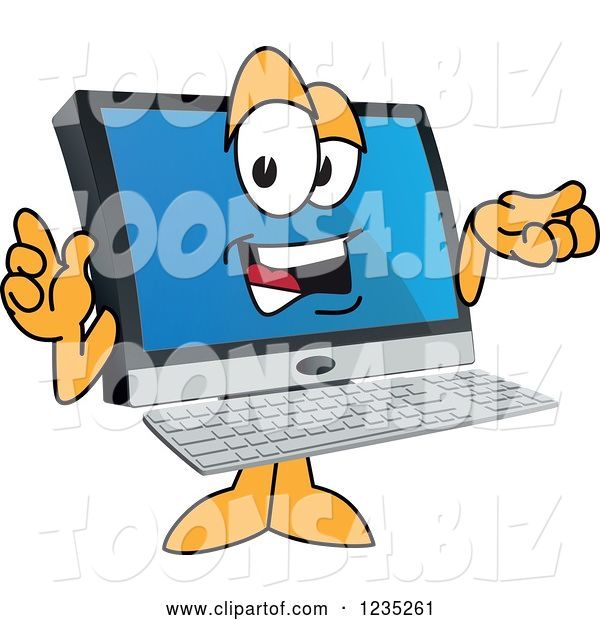 Vector Illustration of a Cartoon Talking PC Computer Mascot