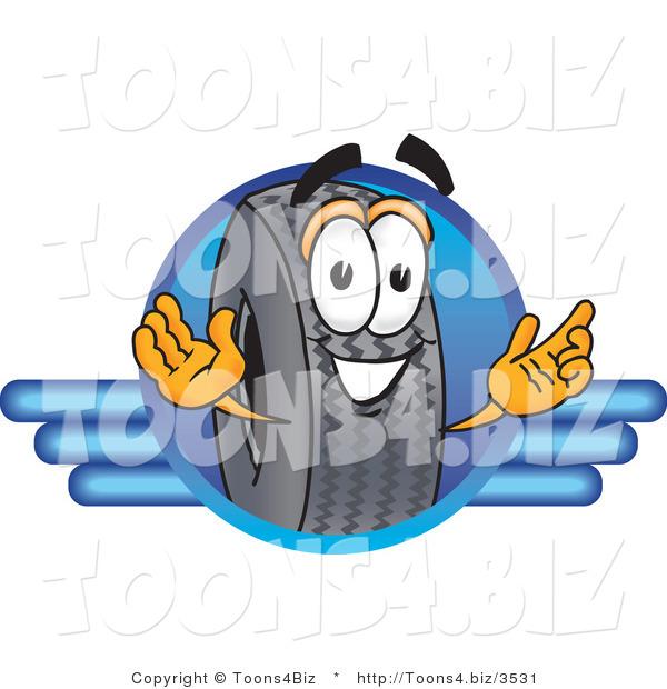 Vector Illustration of a Cartoon Tire Mascot Logo