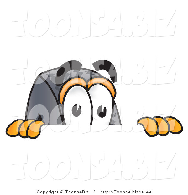 Vector Illustration of a Cartoon Tire Mascot Peeking over a Surface