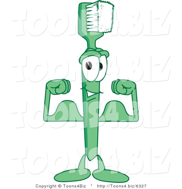 Vector Illustration of a Cartoon Toothbrush Mascot Flexing