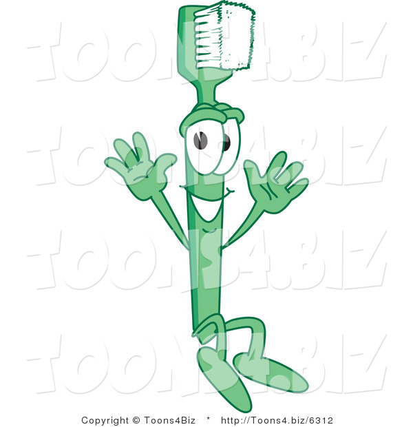 Vector Illustration of a Cartoon Toothbrush Mascot Jumping