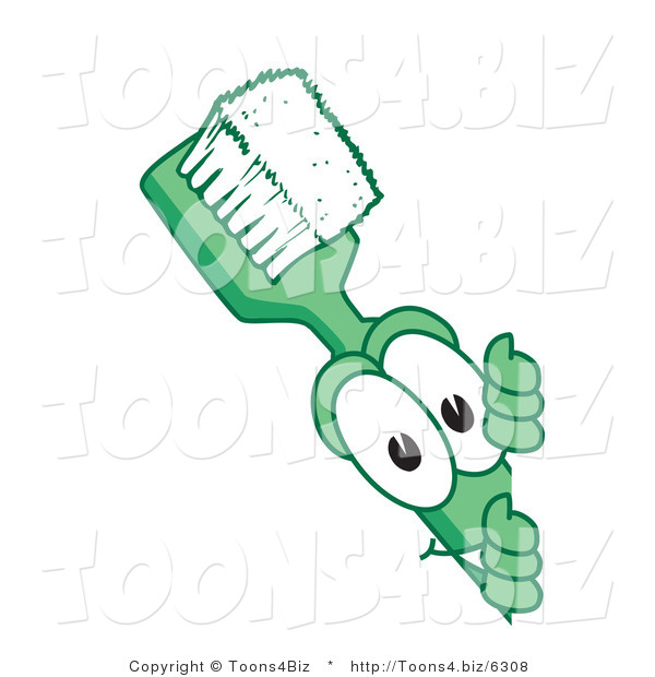 Vector Illustration of a Cartoon Toothbrush Mascot Looking Around a Blank Sign