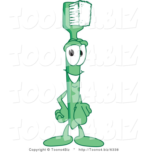 Vector Illustration of a Cartoon Toothbrush Mascot Pointing Outwards