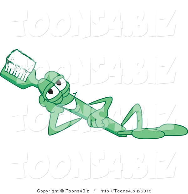 Vector Illustration of a Cartoon Toothbrush Mascot Reclined