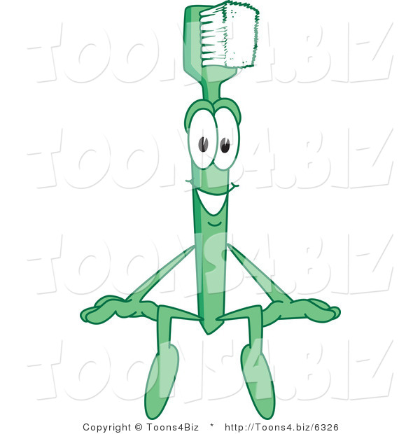 Vector Illustration of a Cartoon Toothbrush Mascot Sitting on a Blank Sign