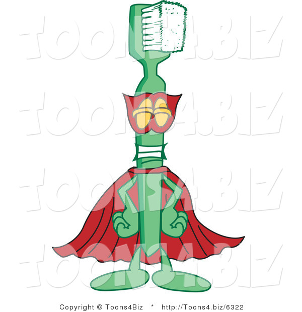 Vector Illustration of a Cartoon Toothbrush Mascot Super Hero