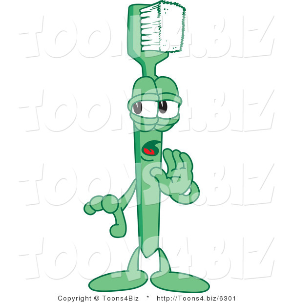 Vector Illustration of a Cartoon Toothbrush Mascot Whispering