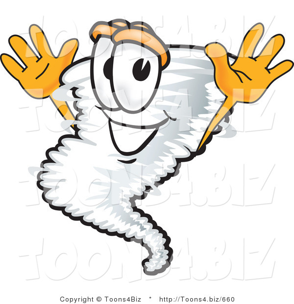 Vector Illustration of a Cartoon Tornado Mascot Jumping