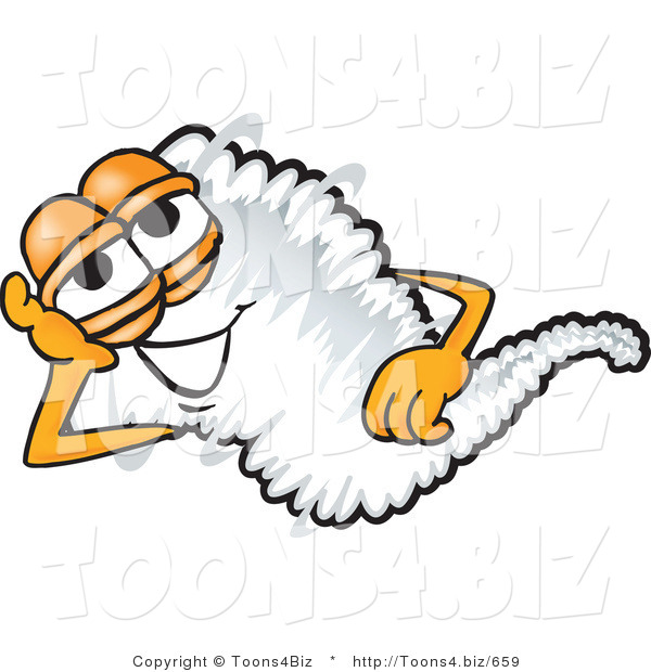 Vector Illustration of a Cartoon Tornado Mascot Lying on His Side and Resting His Head on His Hand