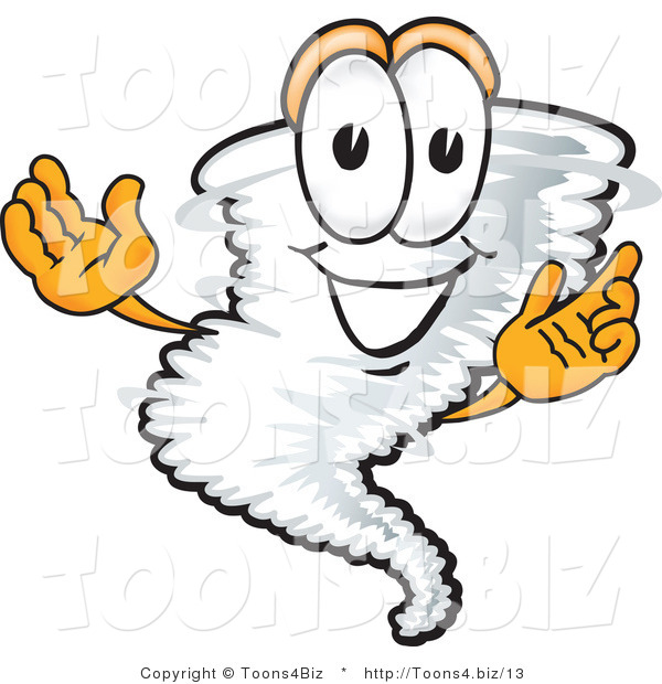 Vector Illustration of a Cartoon Tornado Mascot Welcoming with Open Arms