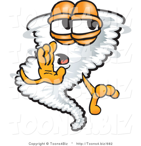Vector Illustration of a Cartoon Tornado Mascot Whispering