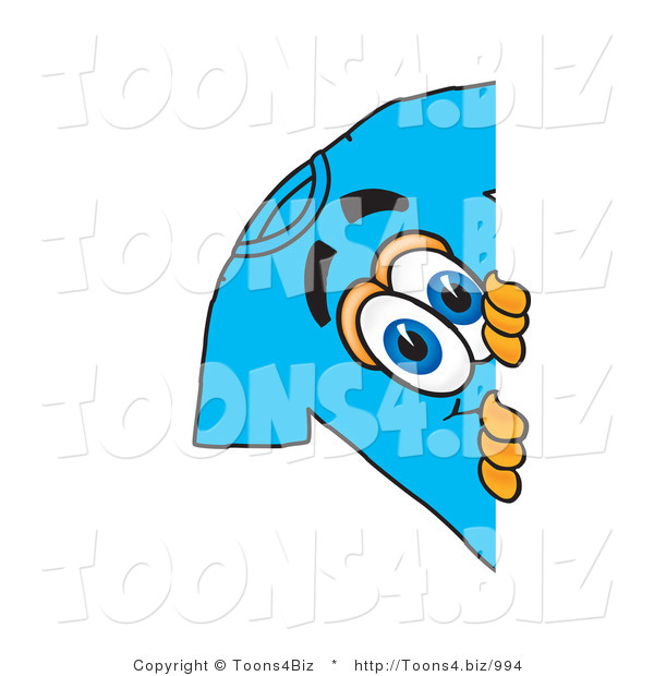 Vector Illustration of a Cartoon T-Shirt Mascot Peeking Around a Corner