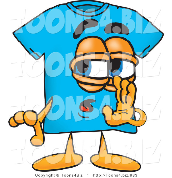 Vector Illustration of a Cartoon T-Shirt Mascot Whispering and Gossiping