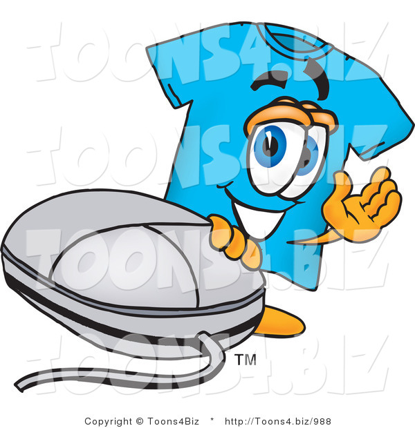 Vector Illustration of a Cartoon T-Shirt Mascot with a Computer Mouse
