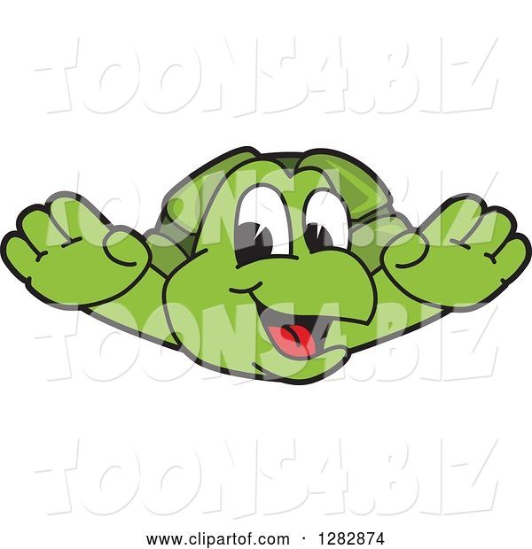 Vector Illustration of a Cartoon Turtle Mascot Flying or Leaping