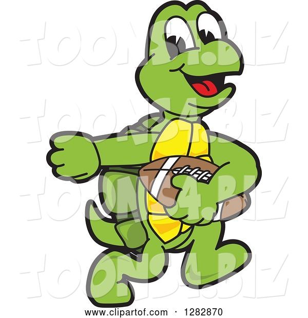 Vector Illustration of a Cartoon Turtle Mascot Playing Football
