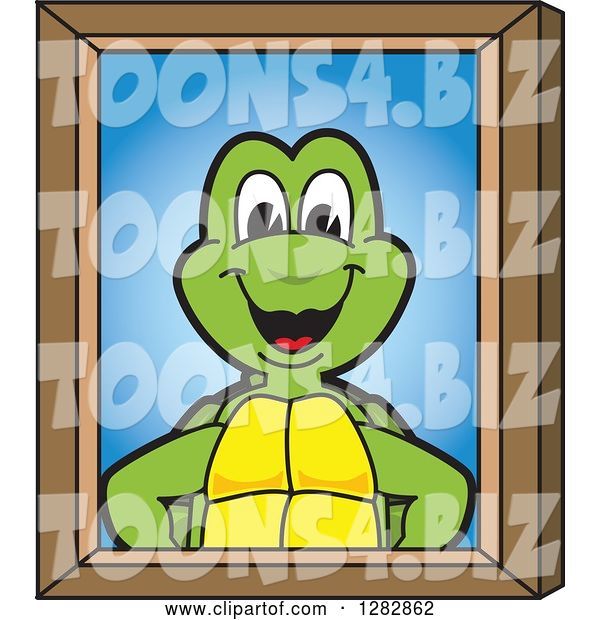 Vector Illustration of a Cartoon Turtle Mascot Portrait