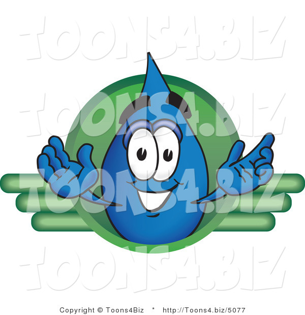 Vector Illustration of a Cartoon Water Drop Mascot on a Green Business Logo