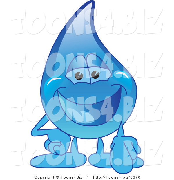 Vector Illustration of a Cartoon Water Drop Mascot Pointing Outwards