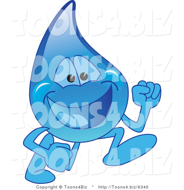 Vector Illustration of a Cartoon Water Drop Mascot Running