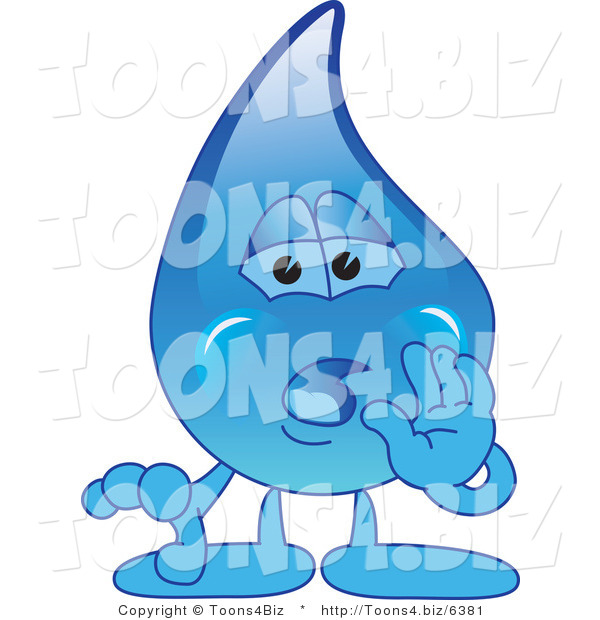 Vector Illustration of a Cartoon Water Drop Mascot Whispering