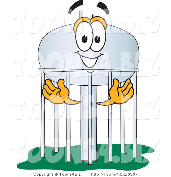 Vector Illustration of a Cartoon Water Tower Mascot - 1