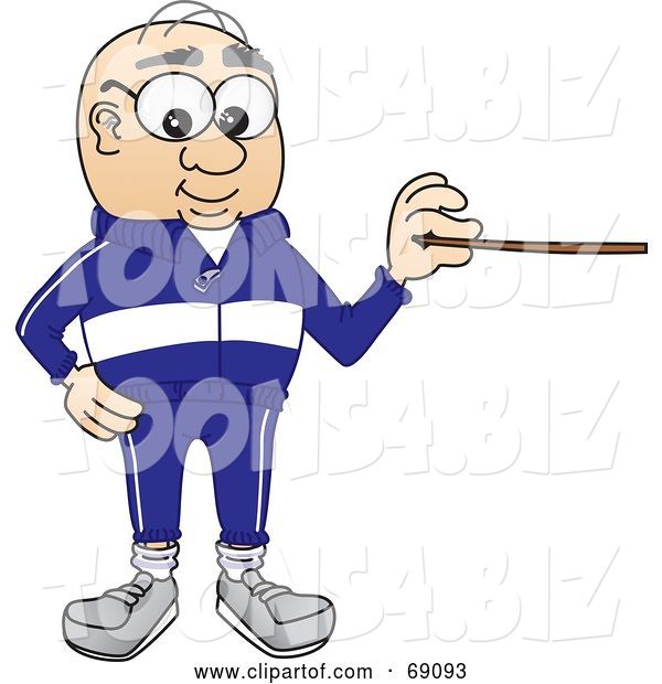 Vector Illustration of a Cartoon White Male Senior Citizen Mascot Holding a Pointer