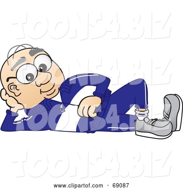 Vector Illustration of a Cartoon White Male Senior Citizen Mascot Reclined