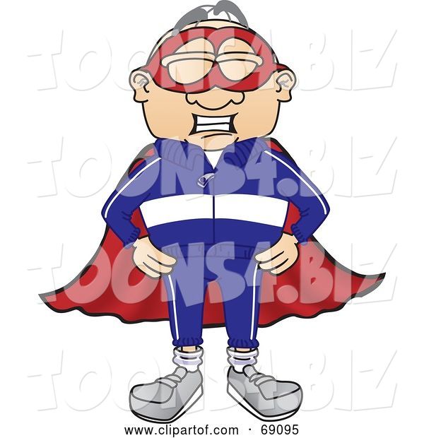 Vector Illustration of a Cartoon White Male Senior Citizen Mascot Super Hero