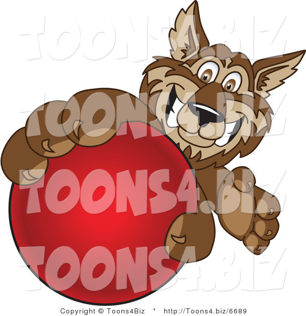 Vector Illustration of a Cartoon Wolf Mascot Grabbing a Red Ball