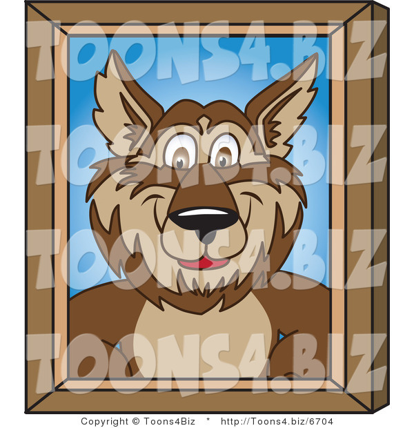 Vector Illustration of a Cartoon Wolf Mascot Portrait