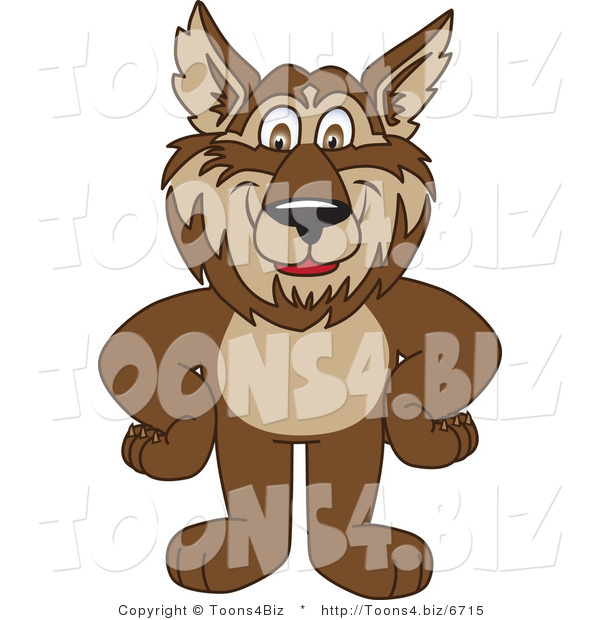 Vector Illustration of a Cartoon Wolf Mascot Standing with His Hands on His Hips