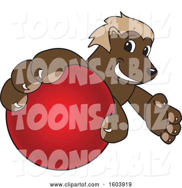 Vector Illustration of a Cartoon Wolverine Mascot Grabbing a Cricket Ball