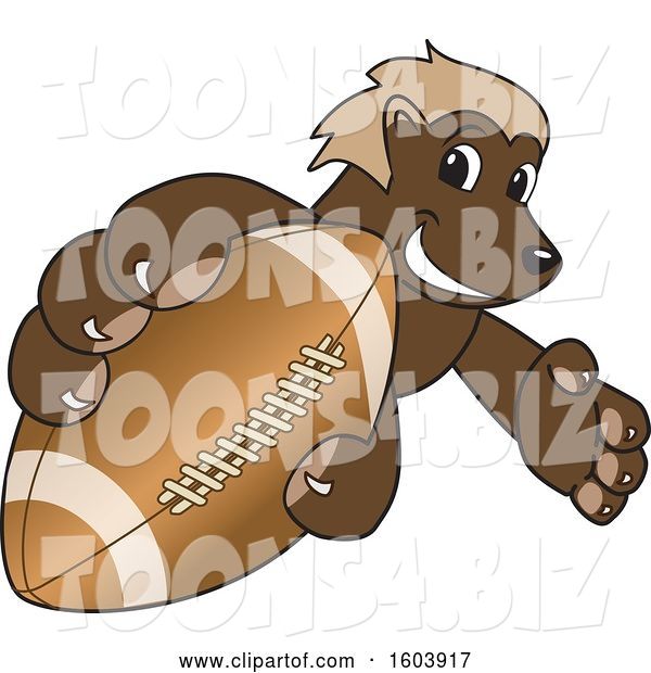 Vector Illustration of a Cartoon Wolverine Mascot Grabbing a Football