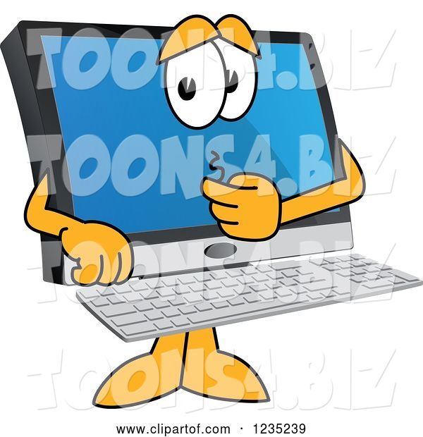 Vector Illustration of a Cartoon Worried PC Computer Mascot