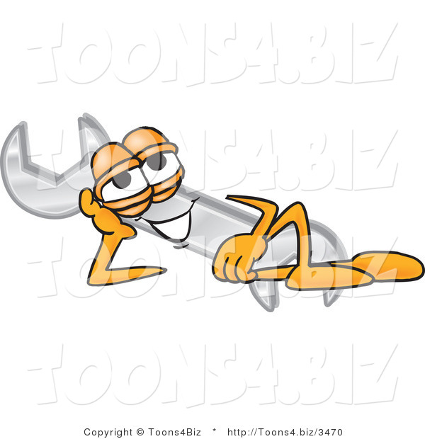 Vector Illustration of a Cartoon Wrench Mascot Resting His Head on His Hand