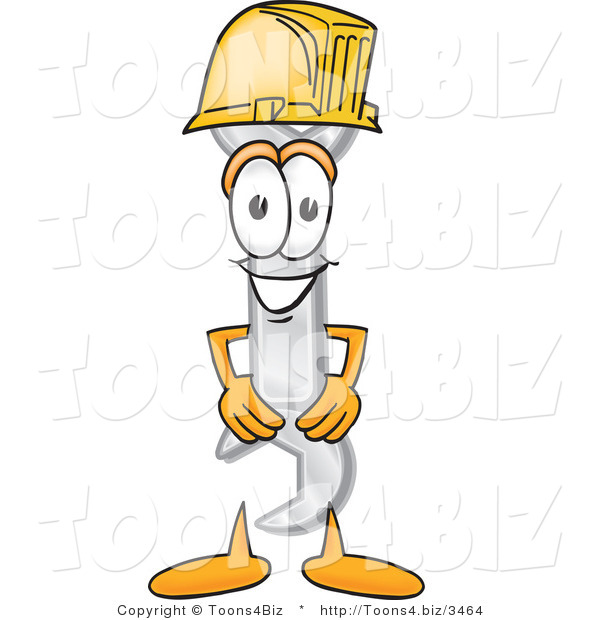 Vector Illustration of a Cartoon Wrench Mascot Wearing a Helmet