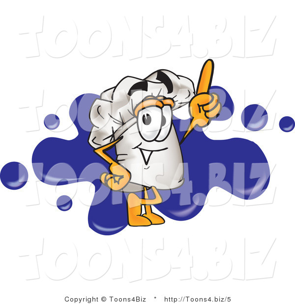 Vector Illustration of a Chef Hat Mascot Logo with a Blue Paint Splatter